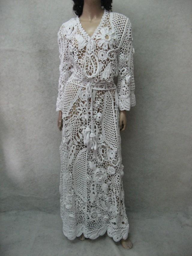 Crochet Dress Handmade Maxi Dress Crochet White Dress Irish Lace Dress