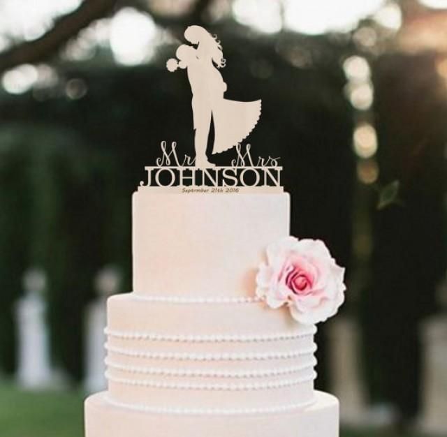 Personalized Fishing Wedding Cake Topper Bride Dragging Groom With Initial  Names