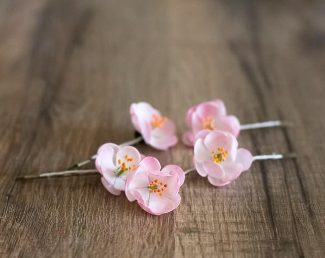 Cherry Blossom Hair Clips Cherry Blossom Wedding Pink Bridal