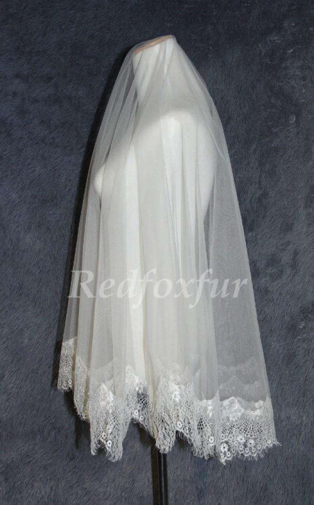 1 Layer Wedding Veil, Tulle Bridal Veil, Eyelash Lace Veil, Single