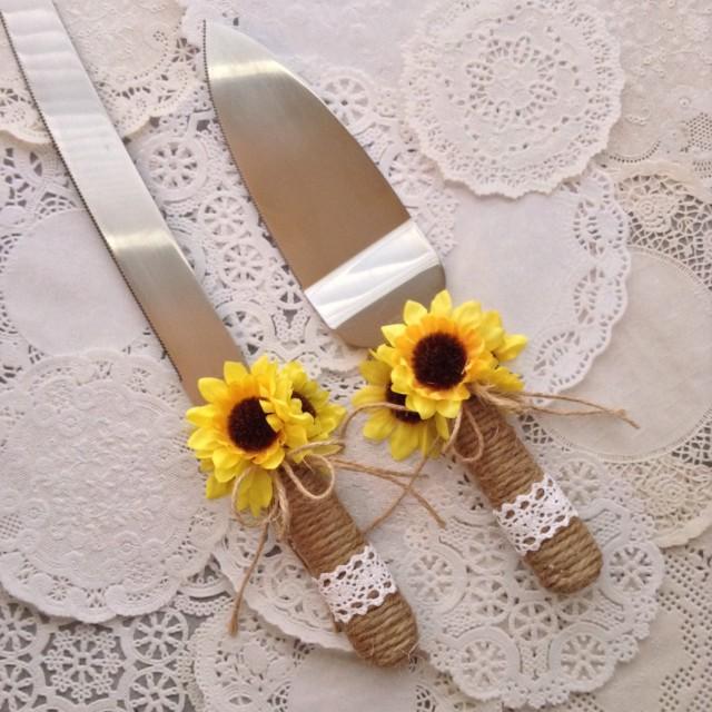 Wedding Cake Server And Knife Set Sunflower Wedding Cake Cutter