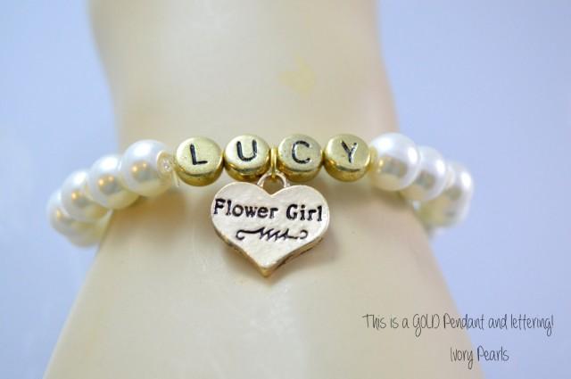 Kids Bracelet Name Bracelet Girls Personalized Jewelry Flower Girl Bracelet 