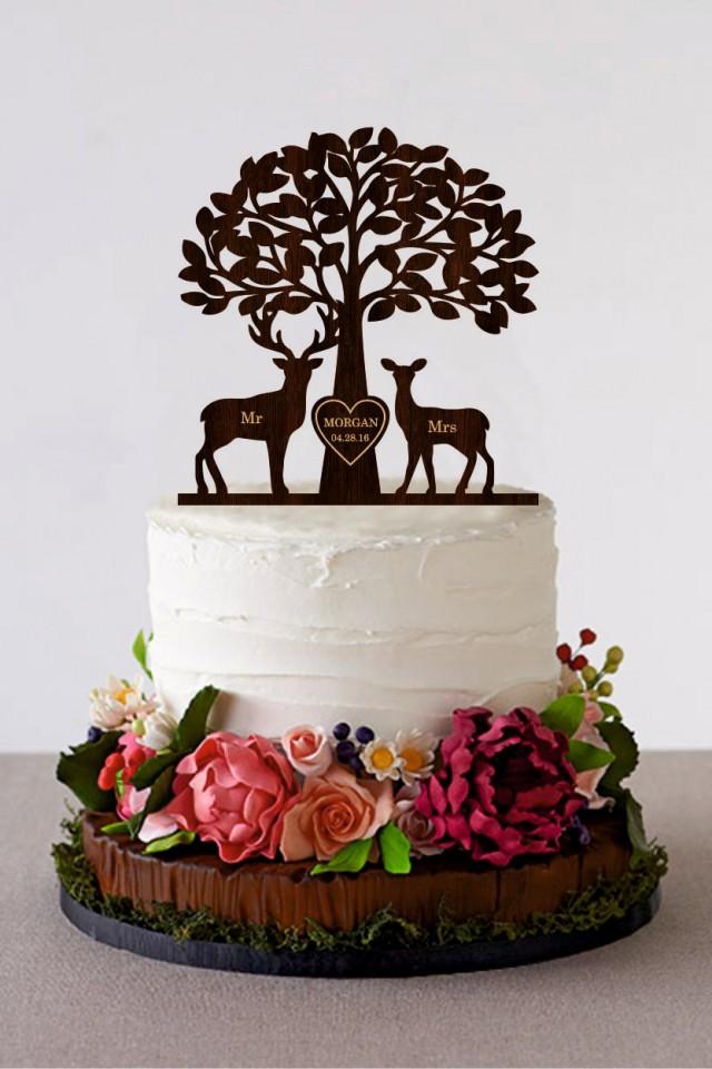 Deer Cake Topper Wedding Cake Topper Mr Mrs Deer Cake Topper