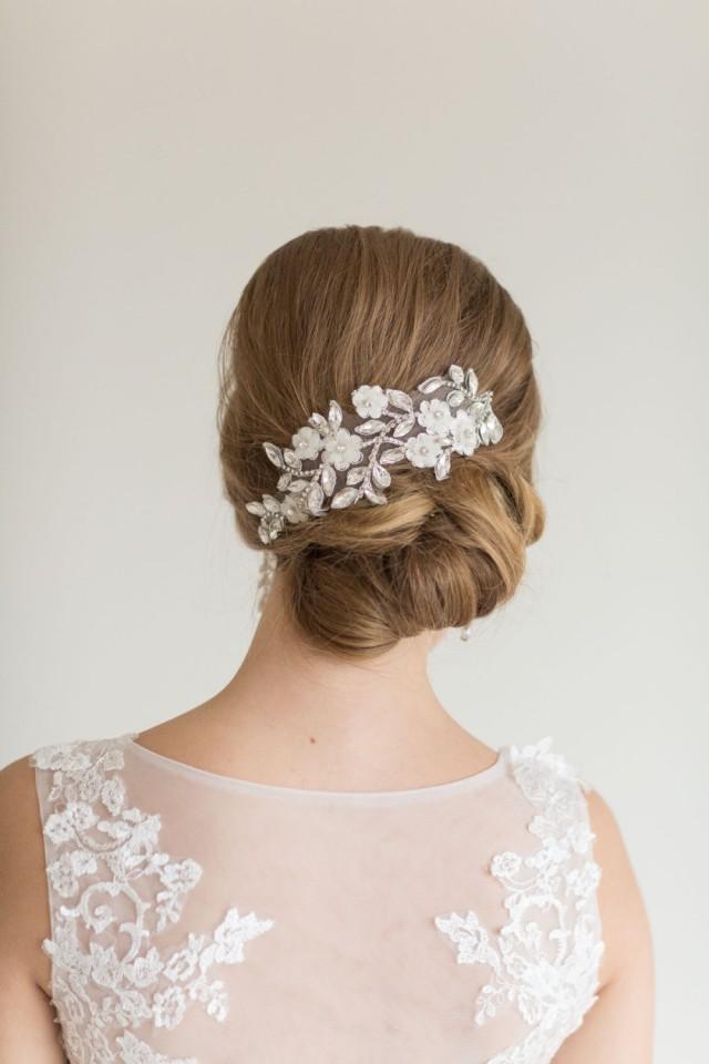 Lace Headpiece, Bridal Crystal And Lace Hair Clips, Wedding Hair