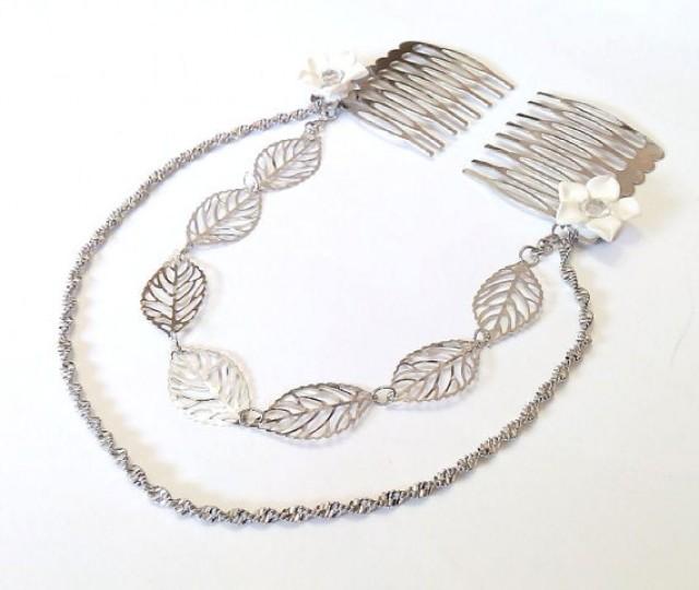 Vintage Hair Comb Chain Leaves Hair Comb Leaves Hair Comb