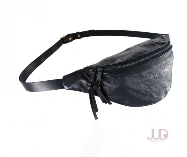 Black Leather Fanny Pack Hip Bag Waist Purse Black Leather Bag
