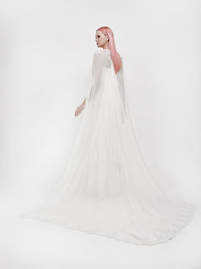 chiffon bridal cape