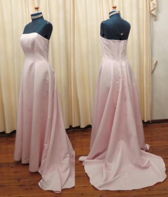 Vintage Strapless Pink Evening Formal Full Floor Length Maid Of
