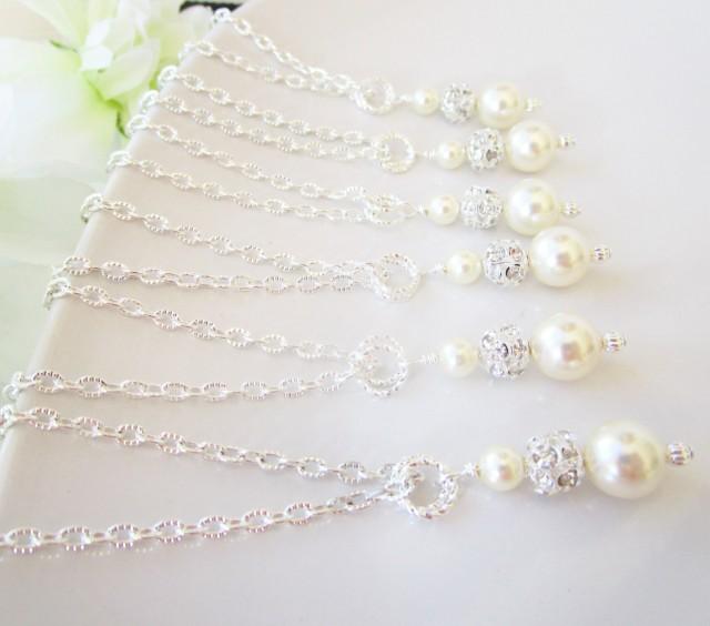 Set Of Bridesmaid Necklaces Cream Pearl Bridesmaid Necklace Pearl