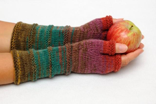 long fingerless knit gloves