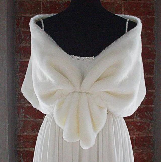Faux Fur Capelet Bride's Cape Winter Wedding Coat Available In Winter