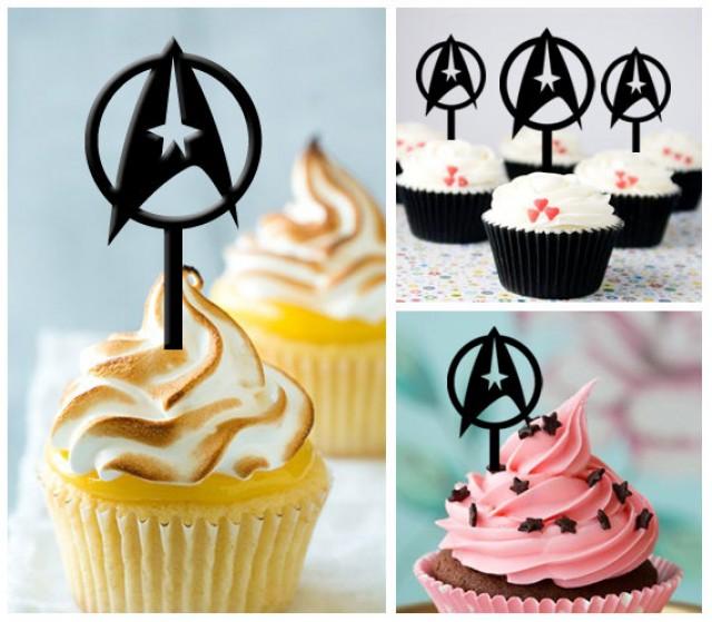 Ca100 New Arrival 10 Pcs Decorations Cupcake Topper Star Trek