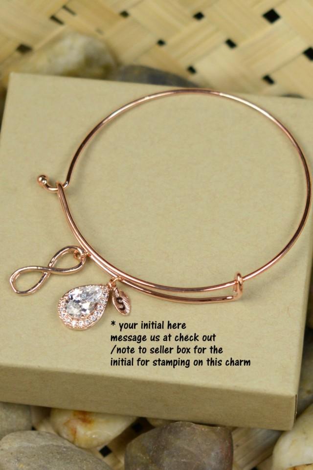 Clear Crystal,Rose Gold,Bridesmaids Bracelet,Personalized Bridesmaids