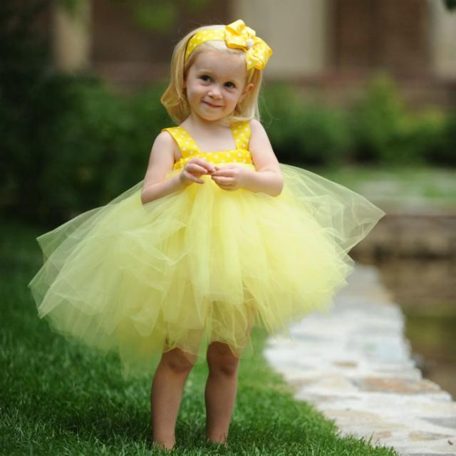 yellow toddler flower girl dress