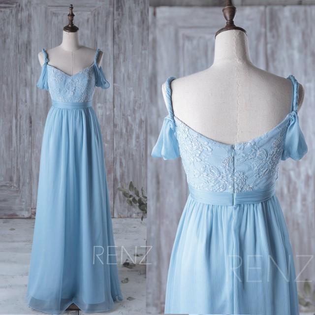 light blue off the shoulder bridesmaid dress