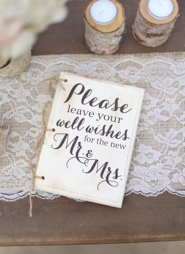 Rustic Wedding Guest Book Hipster Bridal Shower Keepsake Typography