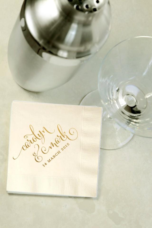 Custom Gold Foil Cocktail Napkins Wedding Reception, Event, Shower