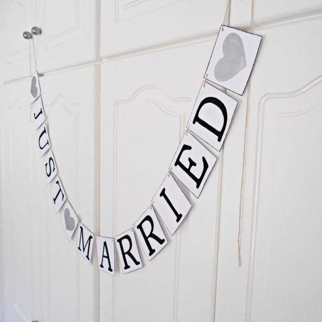 Silver Just Married Banner