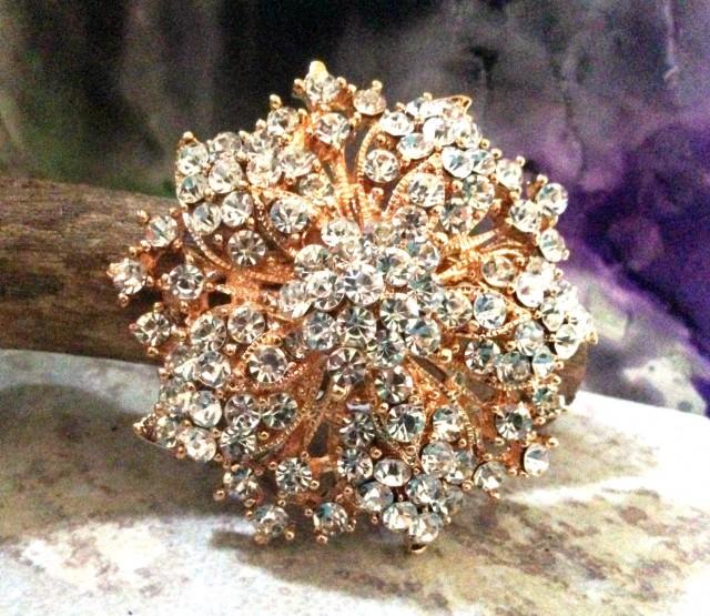 Rose Gold High Quality Crystal Rhinestone Embellishment Brooch Pin DIY Bouquet 
