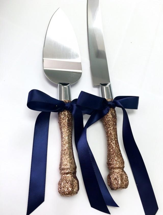 Rose Gold Cake Server Set FREE Shipping, Wedding Cake Cutter Set