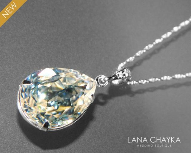 Moonlight Crystal Necklace Swarovski Moonlight Rhinestone Pendant