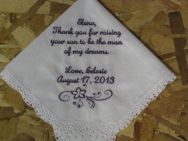 Personalized Handkerchief Wedding Mother Of Groom From Bride Gift For