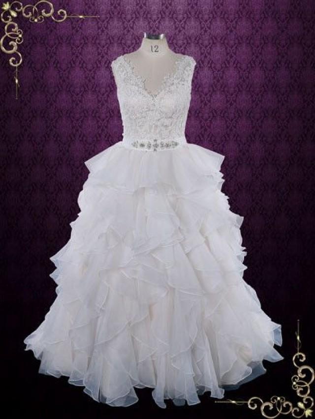 Princess Ruffle Ball Gown Wedding Dress With Lace Bodice 2593311 Weddbook 9274