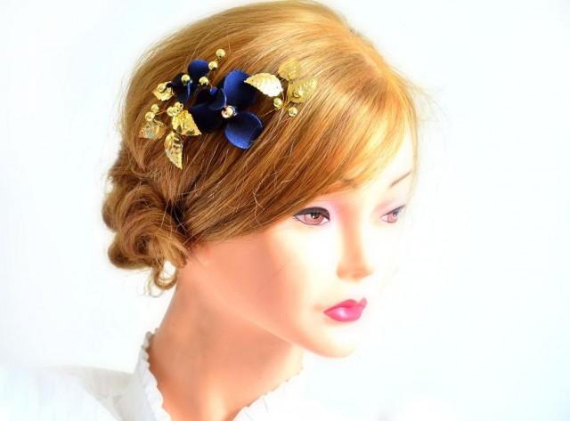 Gold Fascinator Navy And Gold Wedding 