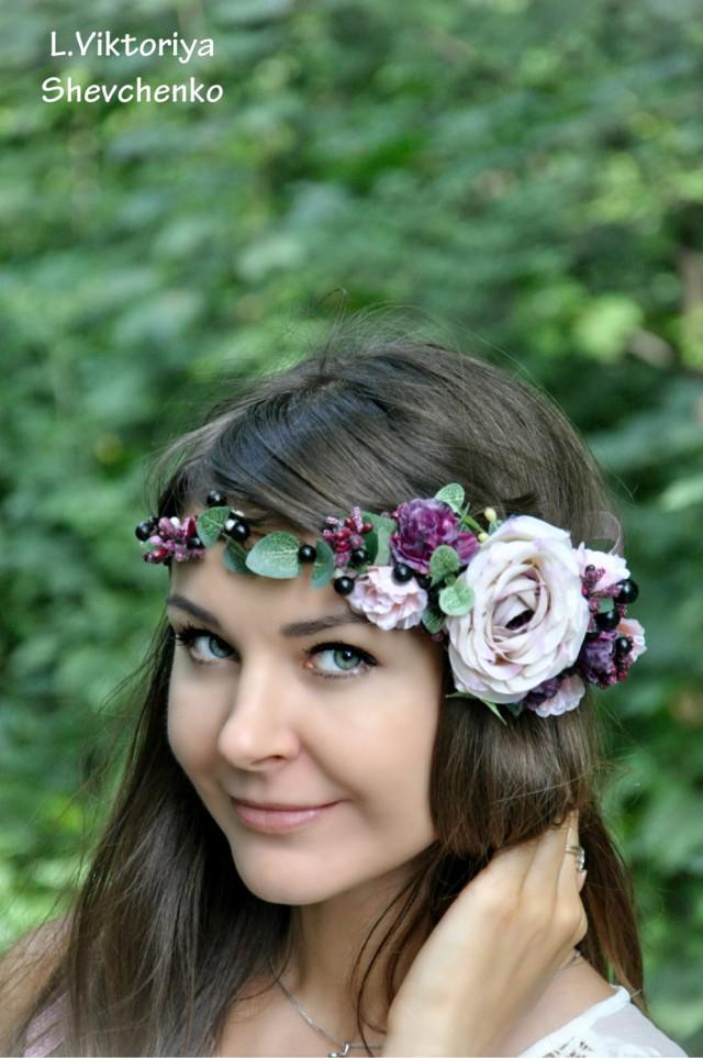 Fall Flower Crown Autumn Hair Wreath Fall Wedding Bridal Floral Crown