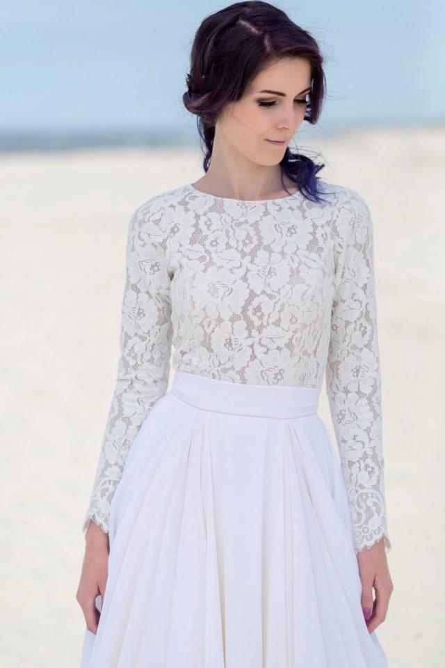 long sleeve lace bridal top