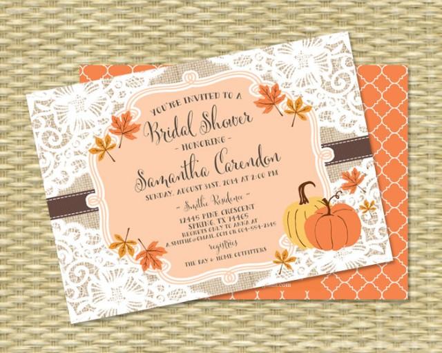 Fall Bridal Shower Invitation Burlap Lace Fall Into Love Bridal Shower