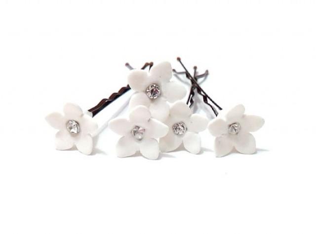 Small White Flower Hair Clips White Wedding Flower Hair