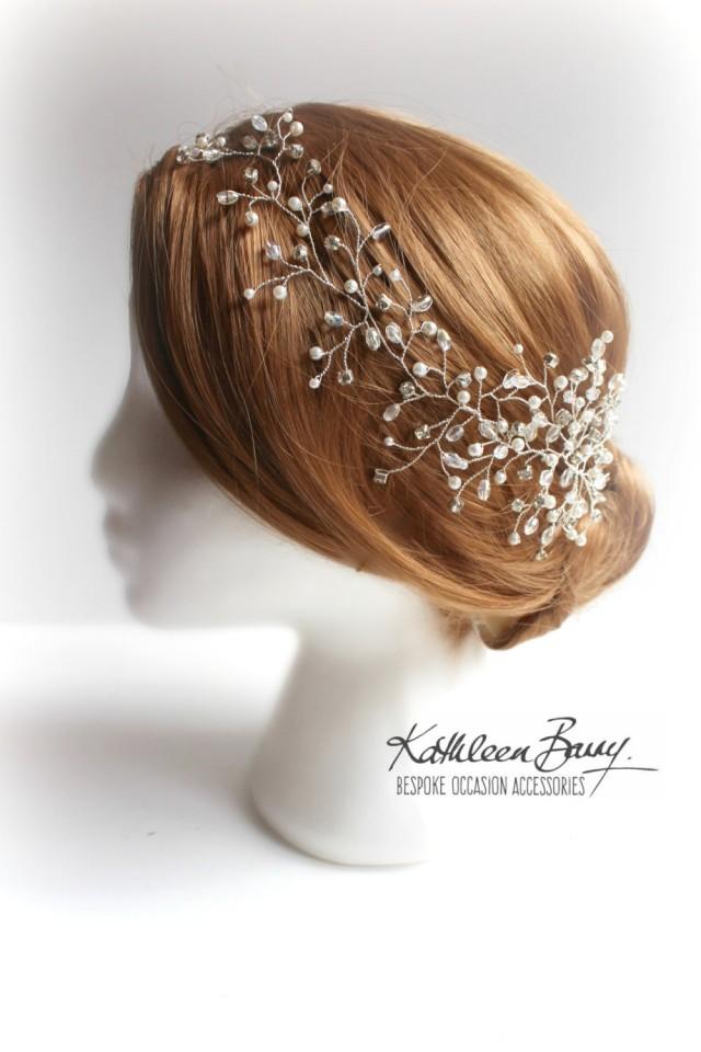 Mich Hairpiece Hair Vine Wedding Head Piece Crystal & Pearl