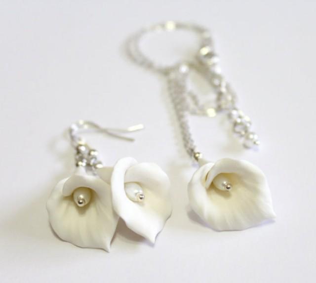 White Calla Lilies Set Calla Lilies Jewelry Set Gifts White Calla
