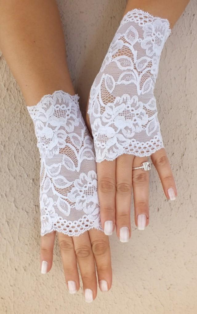 white bridal gloves