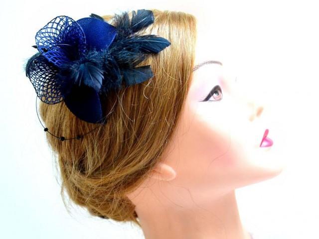 3. Dusty Blue Feather Hair Fascinator - wide 1