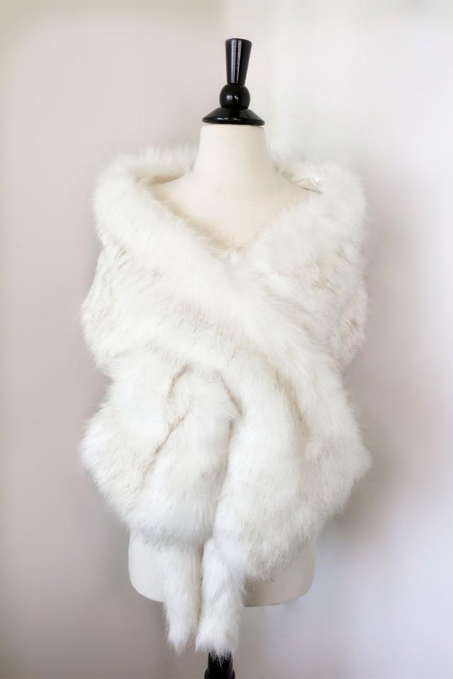 Ivory Faux Fur Bridal Wrap Wedding Fur Shrug White Fur Wrap Bridal