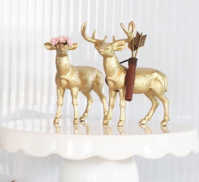 Animal Cake Topper Deer Woodland Wedding Gold Wedding Cake Topper