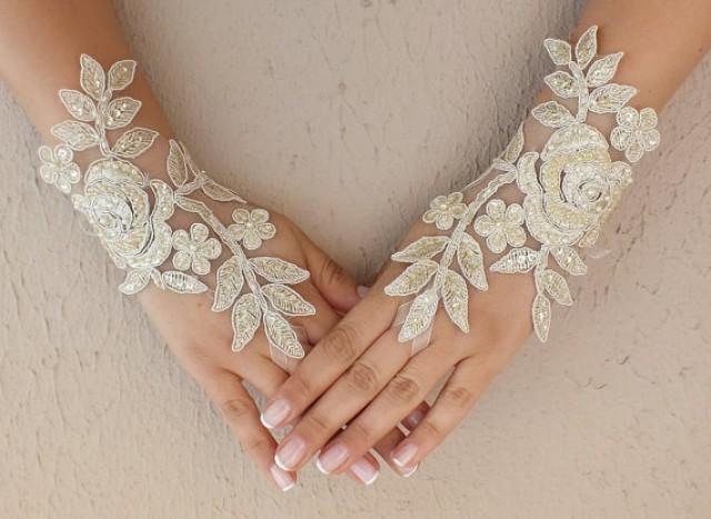 gold wedding gloves