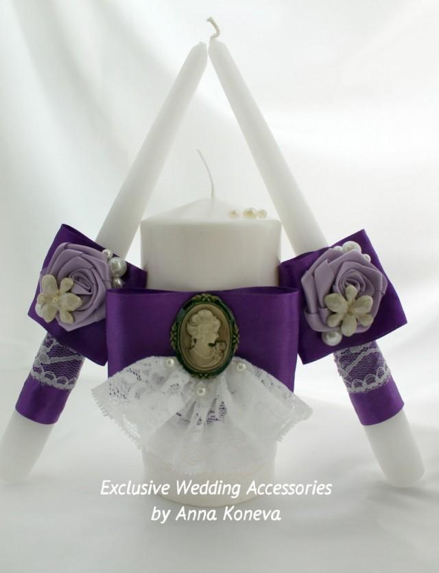 Vintage Wedding Candle Set Of 3 Unity Wedding Candle Wedding Unity