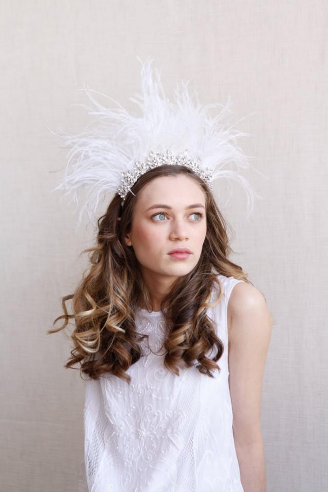 Bohemian Feather Bridal Headdress Editorial, Statement Wedding