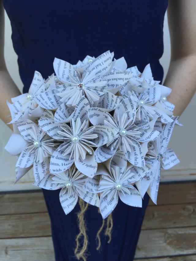 Book Page Paper Flower Bouquet, Book Themed Wedding Bouquet, Custom