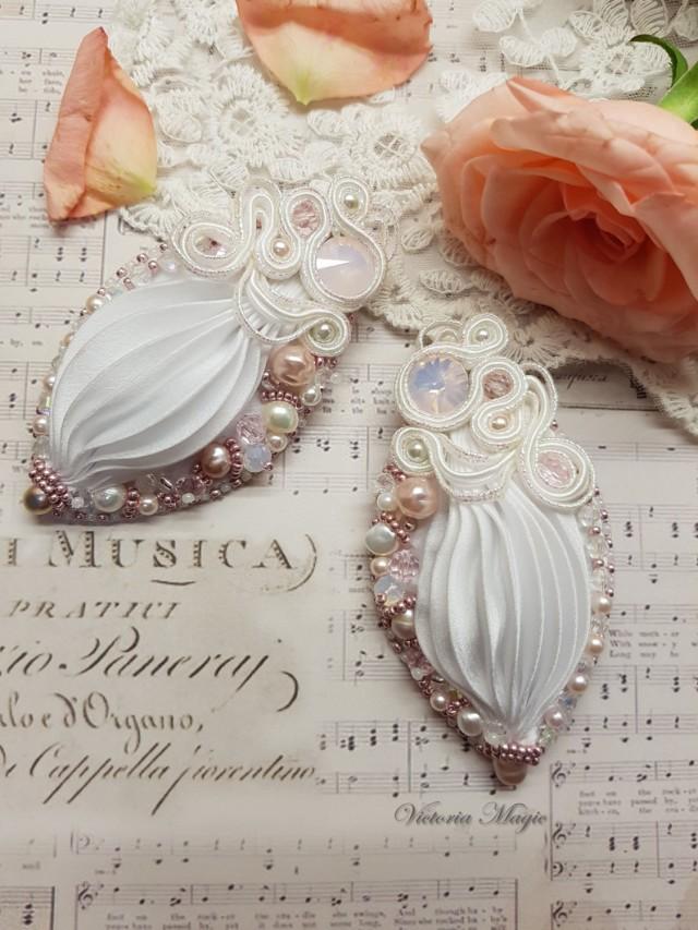 Wedding Shibori Earrings Shibori Earrings Shibori Ribbon Embroidery