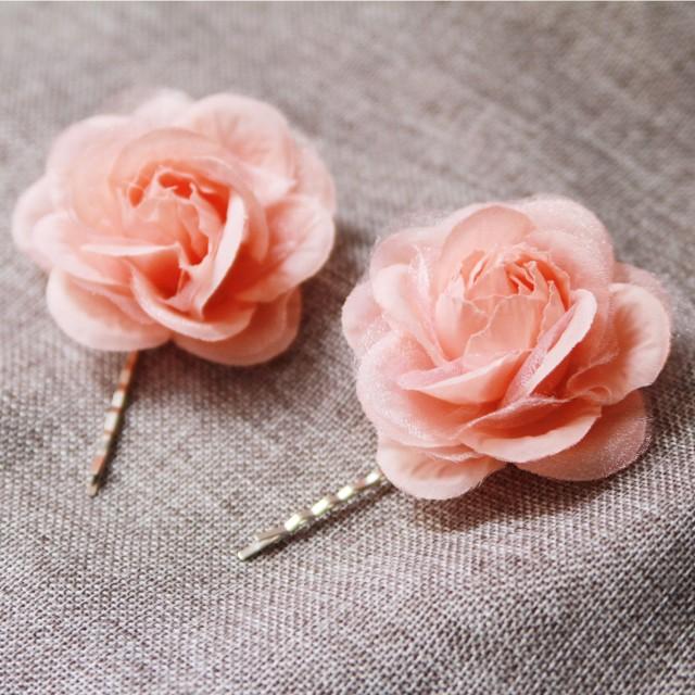 coral flower hair clip