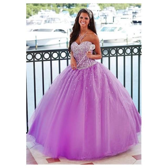 Chic Tulle And Diamond Tulle Sweetheart Neckline Floor Length Ball Gown Quinceanera Dress 3912