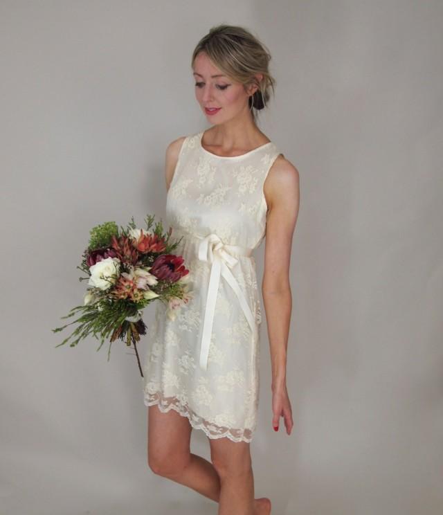 cream shift dress wedding