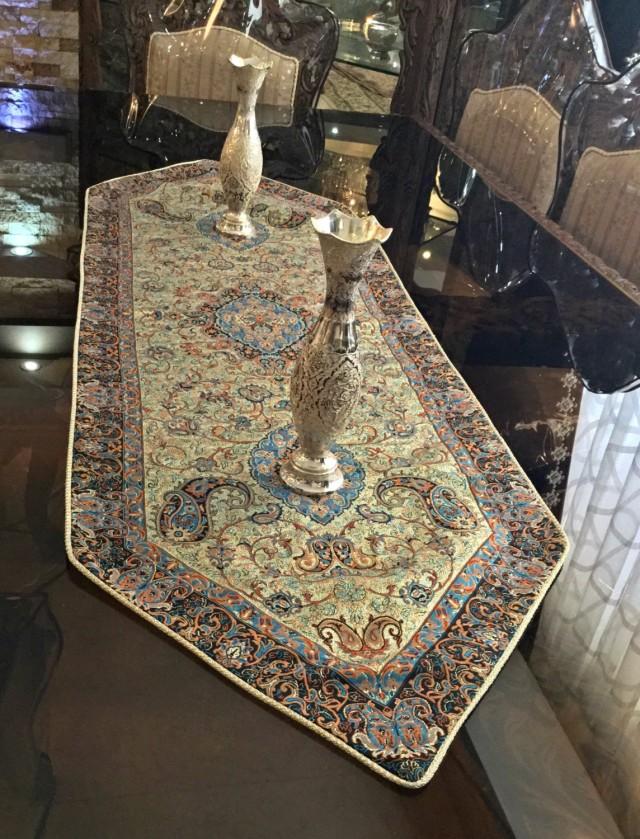 Runner Table Cloth Persian Art Silk Tapestry Table Runner Gold