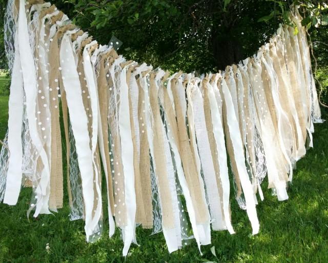 Garland Banner Burlap Lace Wedding Garland Burlap Lace Garland Rag