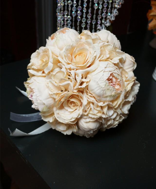 12'' Roses Hydrangeas Peonies Silk Wedding Bride
