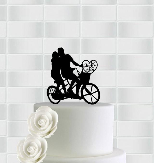 Wedding Cake Topper,Bicycle Cake Topper,Mr & Mrs Cake Topper,Bride And